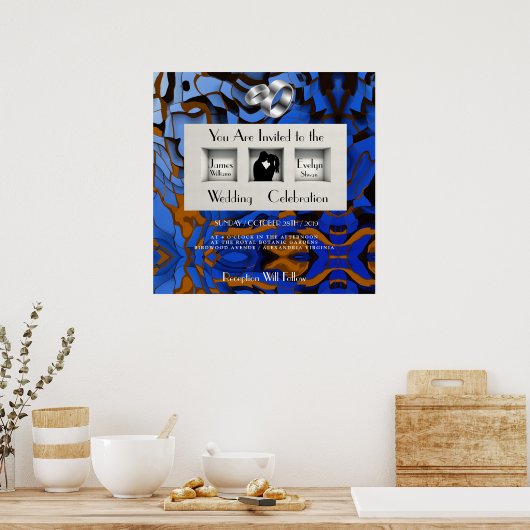 Koninklijk Blauw Thema hedendaags Modern Abstract Poster (Keuken)