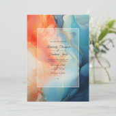 Koninklijk Blauw, Turquoise & Koraal Alcohol Ink B Kaart (Staand voorkant)