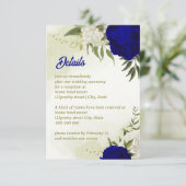 Koninklijk Blauw Wit Bloemen Groen Blad Informatiekaartje (Staand voorkant)