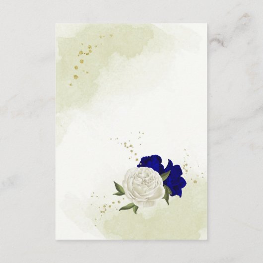 Koninklijk Blauw Wit Bloemen Groen Blad Informatiekaartje (Achterkant)