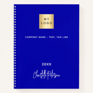 Koninklijk blauw wit monogram zakelijk logo notitieboek