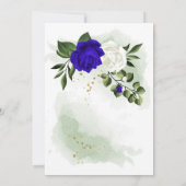 koninklijk blauw witte bloem groen goud geometrisc save the date (Achterkant)