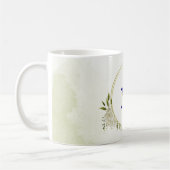koninklijk blauw witte bloemen groen koffiemok (Links)