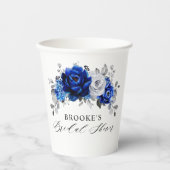 Koninklijk Blauw Witte Zilveren Metallic Bruidsdou Papieren Bekers (Voorkant)