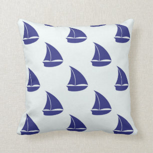 Koninklijk Blauw Zeilboot Patroon Kussen