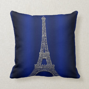 Koninklijk Blauw & Zilver Eiffeltoren Paris Modern Kussen
