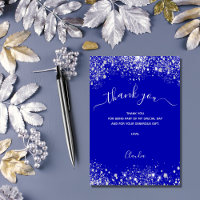 Koninklijk blauw zilver glitter vonken script