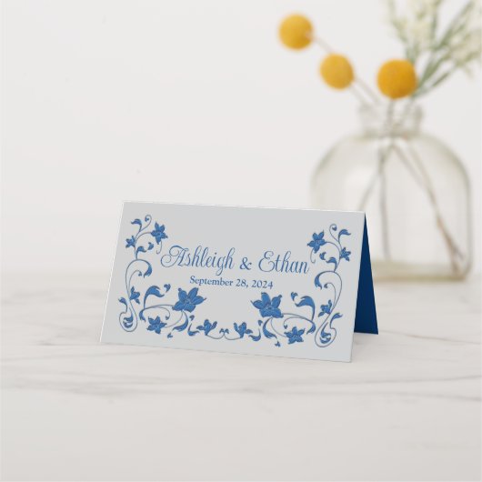 Koninklijk Blauw, Zilver, Grijs Liefdesharten Brui (Achterkant)