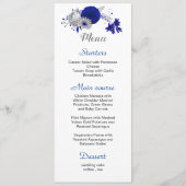 Koninklijk Blauw Zilveren Bloemen Wit Bruiloft Men Menu (Voorkant)