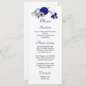 Koninklijk Blauw Zilveren Bloemen Wit Bruiloft Men Menu (Voorkant / Achterkant)