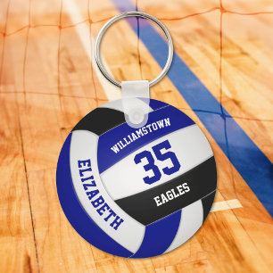 Koninklijk blauw zwart gepersonaliseerd team naam  sleutelhanger