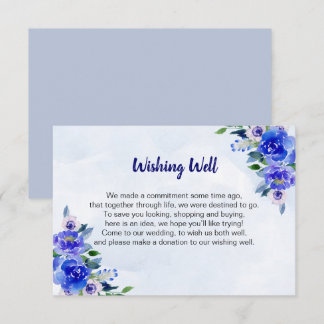 Koninklijk Blauwe Aquarel Bloemige Huwelijkscadeau Kaart