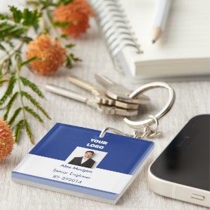Koninklijk Blauwe Bedrijfsleiders Foto ID-badge Sleutelhanger