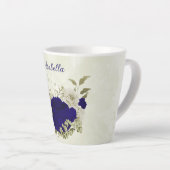 Koninklijk blauwe beige bloem latte mok (Rechterhoek)