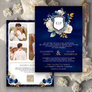 Koninklijk Blauwe Bloem QR Code Foto Wapenschild T Kaart
