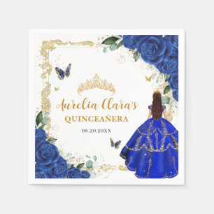 Koninklijk Blauwe Bloemige Prinses Gouden Quincean Servet
