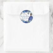 Koninklijk Blauwe Bloemrozen Bruine Prinses Zilver Ronde Sticker (Tas)