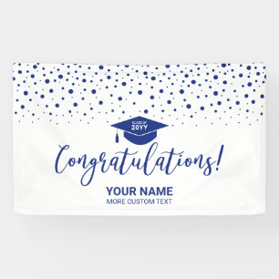 Koninklijk Blauwe Confetti Felicitaties Afstuderen Spandoek
