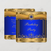 Koninklijk Blauwe en Gouden Feest Kaart (Voorkant / Achterkant)