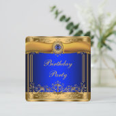 Koninklijk Blauwe en Gouden Feest Kaart (Staand voorkant)