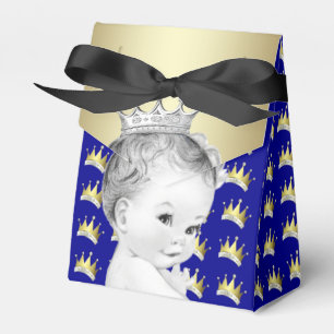 Koninklijk Blauwe en Gouden Prins Baby Shower Bedankdoosjes