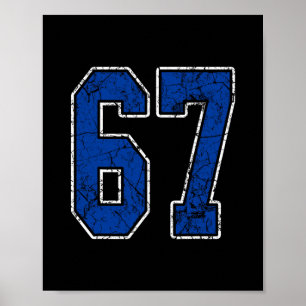Koninklijk Blauwe En Witte Nummer 67 Jersey Speler Poster