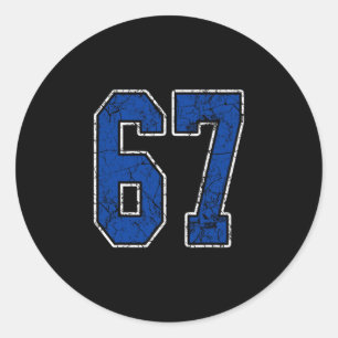 Koninklijk Blauwe En Witte Nummer 67 Jersey Speler Ronde Sticker