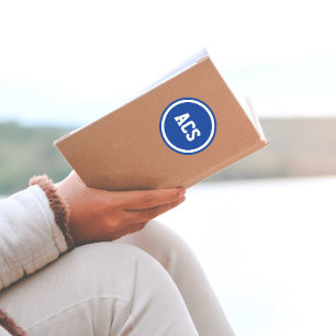 Koninklijk blauwe en witte schoolkleuren ronde sticker