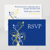 Koninklijk Blauwe, Gele, Witte Bloemen Bruiloft RS Kaart (Voorkant / Achterkant)