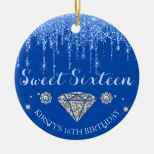 Koninklijk Blauwe Glitter Druppel Diamant Sweet Si Keramisch Ornament