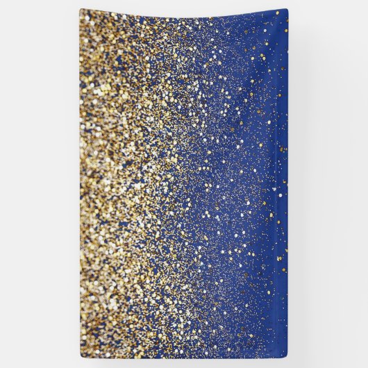 Koninklijk blauwe glitterscherm met gouden stippen spandoek (Verticaal)