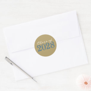 Koninklijk Blauwe & Gouden Afstudeer Envelope Zege Ronde Sticker