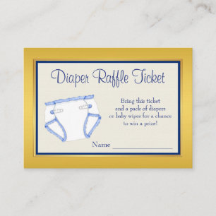 Koninklijk Blauwe Gouden Luier Raffle Ticket Informatiekaartje