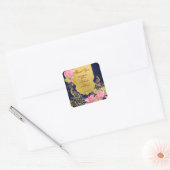 Koninklijk blauwe gouden pauw lotus Indiase bruilo Vierkante Sticker (Envelop)