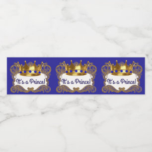 Koninklijk blauwe gouden prins kroon waterfleslabe waterfles etiket