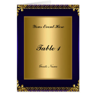 Koninklijk Blauwe Gouden Tafelplaatsingkaart Menu