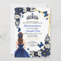 Koninklijk Blauwe Gouden Vlinder Quinceañera Uitno