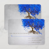 Koninklijk Blauwe Hartblad Boom Trouwkaarten RSVP Kaartje (Voorkant / Achterkant)
