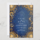 Koninklijk Blauwe Hemelse Bruiloft Save The Date (Voorkant)