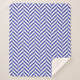 Koninklijk Blauwe Heringbone Chevron Patroon Sherpa Deken