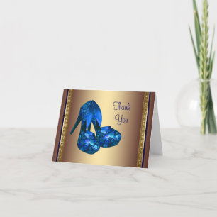 Koninklijk Blauwe Hoge Hak Schoenen Blauw Goud Dan Bedankkaart