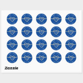 Koninklijk Blauwe Huwelijk Ronde Sticker (Vel)