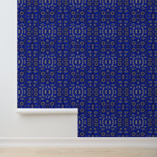 Koninklijk Blauwe & Ivoor Kleur Tribale Medaillon Behang