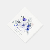 Koninklijk Blauwe Ivoren Bloem Bruiloft Servet (Hoek)