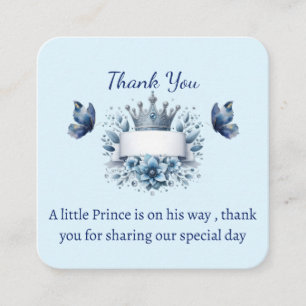 Koninklijk blauwe kleine prins baby shower bedankk informatiekaartje