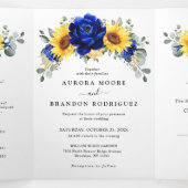 Koninklijk Blauwe Landelijke Zonnebloem Moderne Bl Drieluik Aankondiging (Binnenkant midden)