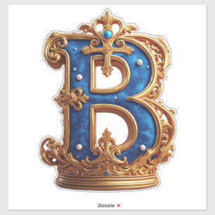 Koninklijk Blauwe Letter B Monogram Sticker