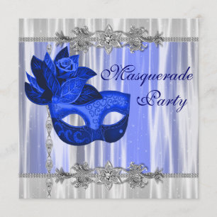 Koninklijk Blauwe Maskerade Feest Kaart