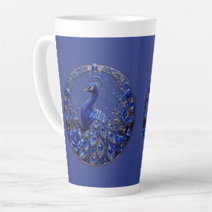Koninklijk Blauwe Pauw   Kristal Glamour Latte Mok