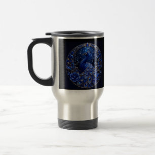 Koninklijk Blauwe Pauw   Kristal Glamour Reisbeker